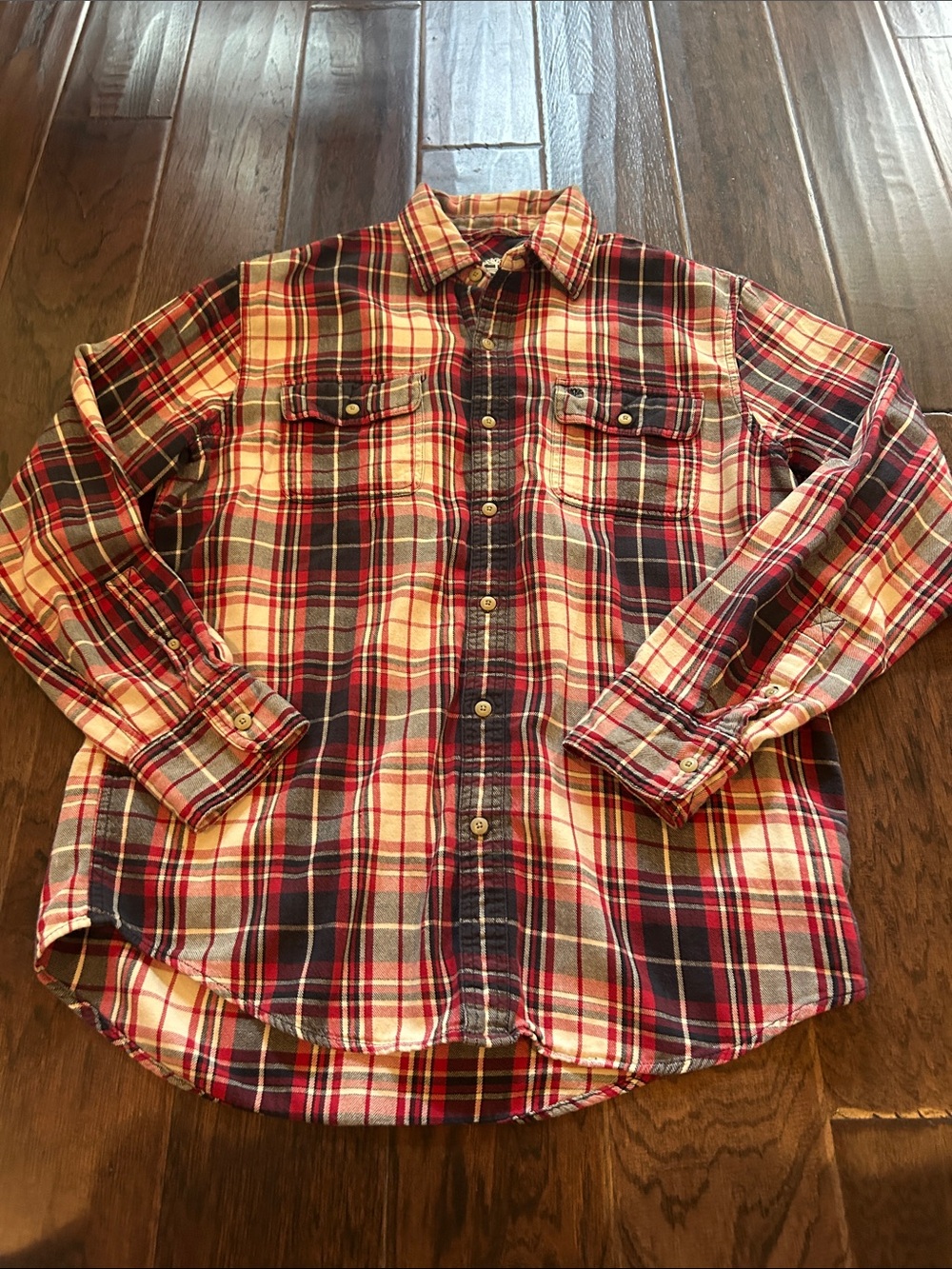 Timberland Men's Red Plaid Button-Up Flannel Shirt